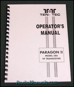 TenTec Paragon II Model 586 Operator's Manual - Click Image to Close